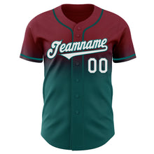 Load image into Gallery viewer, Custom Crimson White-Teal Authentic Fade Fashion Baseball Jersey