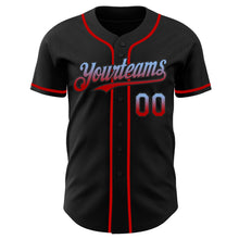 Load image into Gallery viewer, Custom Black Light Blue-Red Authentic Fade Fashion Baseball Jersey