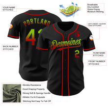 Load image into Gallery viewer, Custom Black Neon Green-Red Authentic Fade Fashion Baseball Jersey