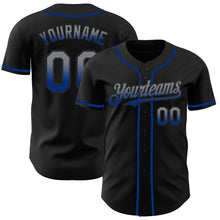 Load image into Gallery viewer, Custom Black Gray-Royal Authentic Fade Fashion Baseball Jersey