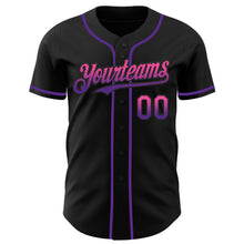Load image into Gallery viewer, Custom Black Pink-Purple Authentic Fade Fashion Baseball Jersey