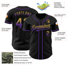 Load image into Gallery viewer, Custom Black Old Gold-Purple Authentic Fade Fashion Baseball Jersey