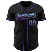 Load image into Gallery viewer, Custom Black Light Blue-Purple Authentic Fade Fashion Baseball Jersey