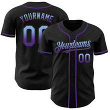 Load image into Gallery viewer, Custom Black Light Blue-Purple Authentic Fade Fashion Baseball Jersey