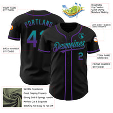 Load image into Gallery viewer, Custom Black Teal-Purple Authentic Fade Fashion Baseball Jersey