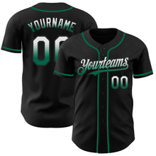Load image into Gallery viewer, Custom Black White-Kelly Green Authentic Fade Fashion Baseball Jersey