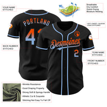 Load image into Gallery viewer, Custom Black Orange-Light Blue Authentic Fade Fashion Baseball Jersey