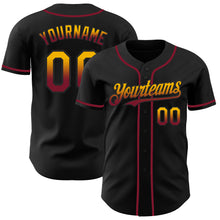 Load image into Gallery viewer, Custom Black Gold-Crimson Authentic Fade Fashion Baseball Jersey