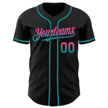 Load image into Gallery viewer, Custom Black Pink-Teal Authentic Fade Fashion Baseball Jersey
