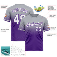 Load image into Gallery viewer, Custom Gray White-Purple Fade Fashion Performance T-Shirt