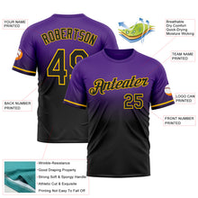 Load image into Gallery viewer, Custom Purple Black-Yellow Fade Fashion Performance T-Shirt