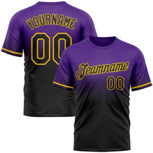 Load image into Gallery viewer, Custom Purple Black-Yellow Fade Fashion Performance T-Shirt