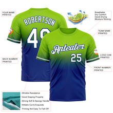 Load image into Gallery viewer, Custom Neon Green White-Royal Fade Fashion Performance T-Shirt