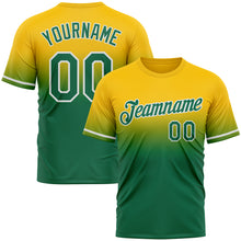Load image into Gallery viewer, Custom Yellow Kelly Green-White Fade Fashion Performance T-Shirt