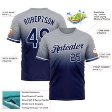 Load image into Gallery viewer, Custom Gray Navy-White Fade Fashion Performance T-Shirt