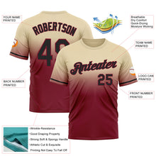 Load image into Gallery viewer, Custom Cream Black-Crimson Fade Fashion Performance T-Shirt