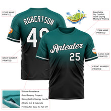 Load image into Gallery viewer, Custom Teal White-Black Fade Fashion Performance T-Shirt