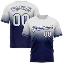 Load image into Gallery viewer, Custom White Navy Fade Fashion Performance T-Shirt