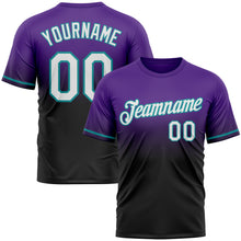 Load image into Gallery viewer, Custom Purple Black-Teal Fade Fashion Performance T-Shirt