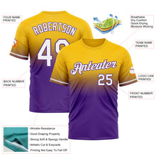 Load image into Gallery viewer, Custom Yellow White-Purple Fade Fashion Performance T-Shirt