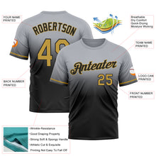 Load image into Gallery viewer, Custom Gray Old Gold-Black Fade Fashion Performance T-Shirt