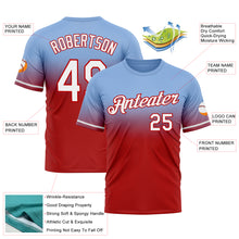 Load image into Gallery viewer, Custom Light Blue White-Red Fade Fashion Performance T-Shirt