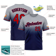 Load image into Gallery viewer, Custom Gray Red-Navy Fade Fashion Performance T-Shirt