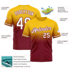 Load image into Gallery viewer, Custom Yellow White-Crimson Fade Fashion Performance T-Shirt