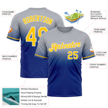 Load image into Gallery viewer, Custom Gray Yellow-Royal Fade Fashion Performance T-Shirt