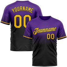 Load image into Gallery viewer, Custom Purple Yellow-Black Fade Fashion Performance T-Shirt