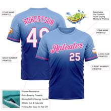 Load image into Gallery viewer, Custom Light Blue Royal-Pink Fade Fashion Performance T-Shirt