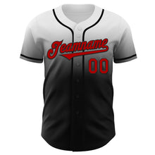 Load image into Gallery viewer, Custom White Red-Black Authentic Fade Fashion Baseball Jersey