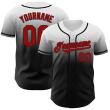 Load image into Gallery viewer, Custom White Red-Black Authentic Fade Fashion Baseball Jersey