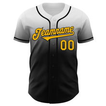 Load image into Gallery viewer, Custom White Gold-Black Authentic Fade Fashion Baseball Jersey
