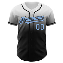 Load image into Gallery viewer, Custom White Light Blue-Black Authentic Fade Fashion Baseball Jersey