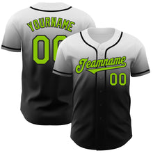 Load image into Gallery viewer, Custom White Neon Green-Black Authentic Fade Fashion Baseball Jersey