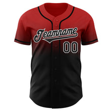 Load image into Gallery viewer, Custom Red Black-White Authentic Fade Fashion Baseball Jersey