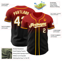 Load image into Gallery viewer, Custom Red Black-Gold Authentic Fade Fashion Baseball Jersey