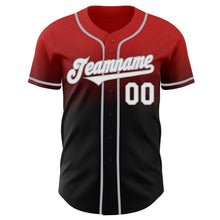 Load image into Gallery viewer, Custom Red Black-Gray Authentic Fade Fashion Baseball Jersey