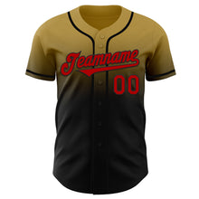 Load image into Gallery viewer, Custom Old Gold Red-Black Authentic Fade Fashion Baseball Jersey