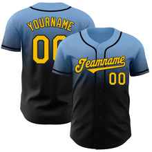 Load image into Gallery viewer, Custom Light Blue Yellow-Black Authentic Fade Fashion Baseball Jersey