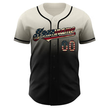 Load image into Gallery viewer, Custom Cream Vintage USA Flag-Black Authentic Fade Fashion Baseball Jersey