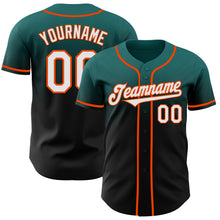 Load image into Gallery viewer, Custom Teal Black-Orange Authentic Fade Fashion Baseball Jersey