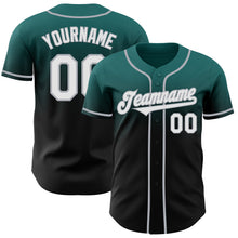Load image into Gallery viewer, Custom Teal Black-Gray Authentic Fade Fashion Baseball Jersey