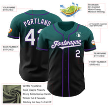 Load image into Gallery viewer, Custom Teal Black-Purple Authentic Fade Fashion Baseball Jersey