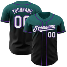 Load image into Gallery viewer, Custom Teal Black-Purple Authentic Fade Fashion Baseball Jersey