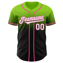 Load image into Gallery viewer, Custom Neon Green Black-Pink Authentic Fade Fashion Baseball Jersey