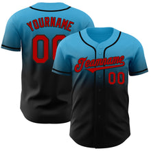 Load image into Gallery viewer, Custom Sky Blue Red-Black Authentic Fade Fashion Baseball Jersey