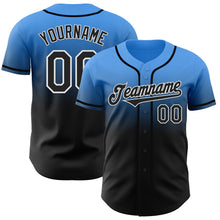 Load image into Gallery viewer, Custom Electric Blue Black-White Authentic Fade Fashion Baseball Jersey