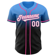 Load image into Gallery viewer, Custom Electric Blue Black-Pink Authentic Fade Fashion Baseball Jersey